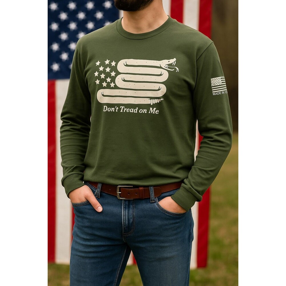 Rags of Honor Don’t Tread on Me Long Sleeve Shirt Men’s Large Green USA Flag